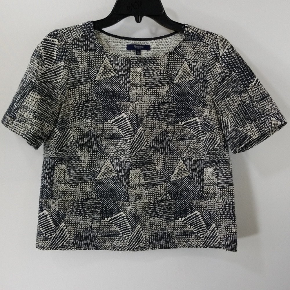 Madewell Black/White Printed Short Sleeve Size XS
